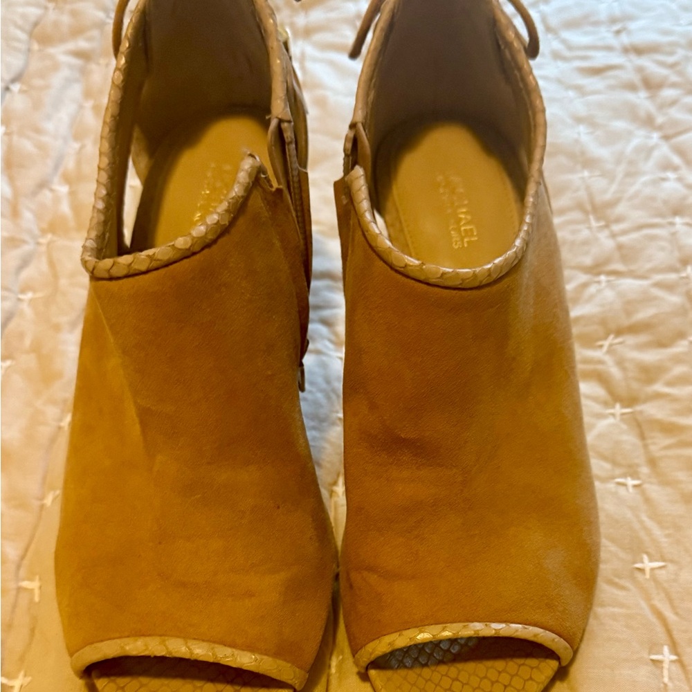 Michael Kors Tan Peep-Toe Mules